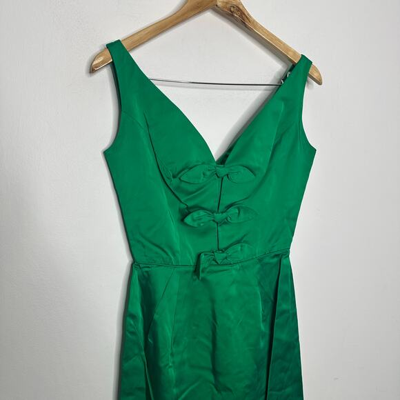1950's 60's S. EISENBERG CALIFORNIA wiggle dress emerald green bows women's  XS S - mordernwear.com